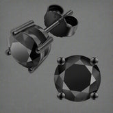 4 Prong 925 Sterling Silver Black Moissanite Stud Earrings