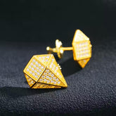 Diamond Shaped 925 Sterling Silver VVS Moissanite Diamond Cut Stud Earrings