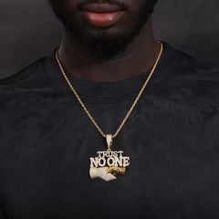 925 Sterling Silver VVS Moissanite Trust No One Refusal Shaking Hand Pendant