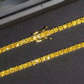 6.5mm Yellow Color VVS Round Moissanite 925 Sterling Silver Tennis Bracelet