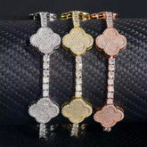 4MM Clover Design 925 Sterling Silver Moissanite Tennis Bracelet