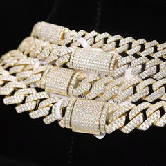 8mm-20mm 925 Silver Moissanite Cuban Link Bracelet
