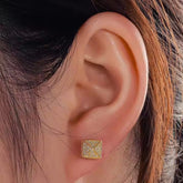 House Shape 925 Silver Moissanite Screw Back Stud Earrings