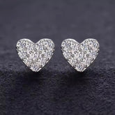 Heart Shaped 925 Silver Round Cut Moissanite Stud Earrings