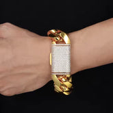 10mm-22mm Miami Cuban Link Bracelet 925 Sterling Silver with Moissanite Encrusted Box Lock