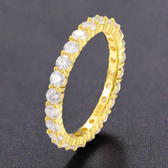 3mm Single Row Round Cut Moissanite Eternity Ring