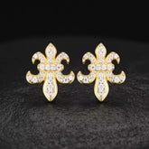 Fleur de Lis Petite Miossanite Stud Earrings