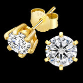 6 Prong Stud Earrings Screw Back 925 Sterling Silver D Color Moissanite Earrings