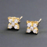 8mm Four Leaf Cross Moissanite 925 Silver Earrings