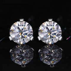 Flame 3 Prong 925 Sterling Silver Moissanite Stud Earrings