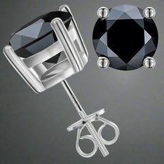Brilliant Cut Black Moissanite Stud Earrings (Screw Back)