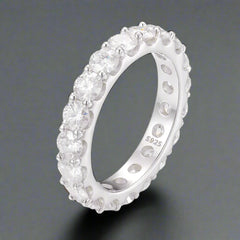 4mm Single Row Round Cut Moisannite Eternity Ring