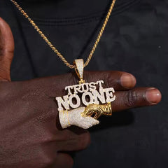 925 Sterling Silver VVS Moissanite Trust No One Refusal Shaking Hand Pendant