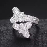 Baguette Moissanite Adjustable Butterfly Ring