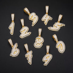 925 Sterling Silver Moissanite Iced Out Number Pendant