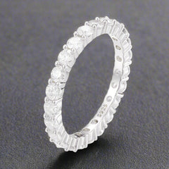 3mm Single Row Round Cut Moissanite Eternity Ring
