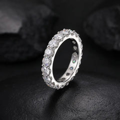 4mm Single Row Round Cut Moisannite Eternity Ring