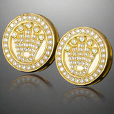 Royal Crown Round Cut Moissanite Stud Earrings