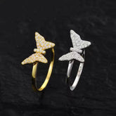 925 Sterling Silver Butterfly Micro-paved Moissanite Ring for Woman