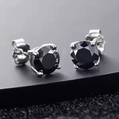 Brilliant Cut Black Moissanite Stud Earrings (Push Back)