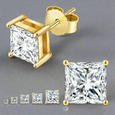 4 Prong Princess Cut Stud Earrings 925 Sterling Silver D Color Moissanite Earrings