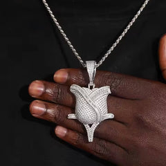 Moissanite 925 Sterling Silver Rose Shape Pendant