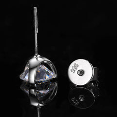 Flame 3 Prong 925 Sterling Silver Moissanite Stud Earrings
