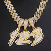 925 Sterling Silver Moissanite Iced Out Number Pendant