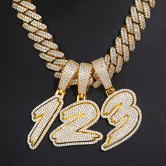 925 Sterling Silver Moissanite Iced Out Number Pendant