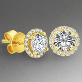 Halo Earrings 925 Sterling Silver VVS Moissanite