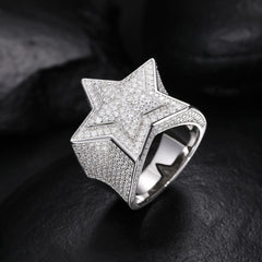 5 Star Ring Moissanite 925 Sterling Silver