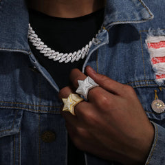 5 Star Ring Moissanite 925 Sterling Silver