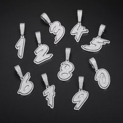 925 Sterling Silver Moissanite Iced Out Number Pendant