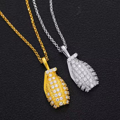 925 Sterling Silver Moissanite Grenade Pendant Necklace