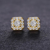Square Shaped 925 Silver Round Cut Moissanite Stud Earrings