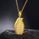 925 Sterling Silver Moissanite Grenade Pendant Necklace