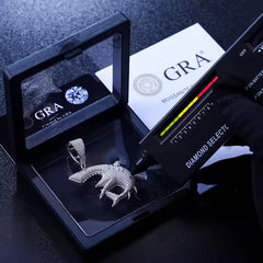 925 Silver Moissanite Shark Charm Pendant