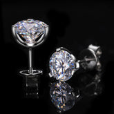 Flame 3 Prong 925 Sterling Silver Moissanite Stud Earrings