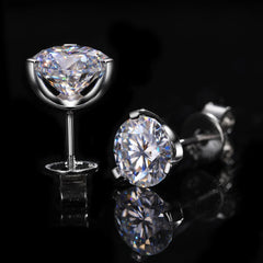 Flame 3 Prong 925 Sterling Silver Moissanite Stud Earrings