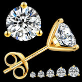 3 Prong Stud Earrings Screw Back 925 Sterling Silver D Color Moissanite Earrings