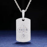 Cross Pattern 925 Silver Moissanite Tag Pendant