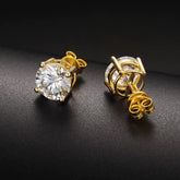 4 Prong Stud Earrings Screw Back 925 Sterling Silver D Color Moissanite Earrings