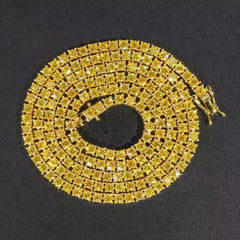 6.5mm Yellow Color VVS Round Moissanite 925 Sterling Silver Tennis Chain