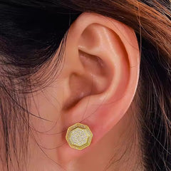 Octagon Shaped 925 Pure Silver Round Cut Moissanite Screw Back Stud Earrings