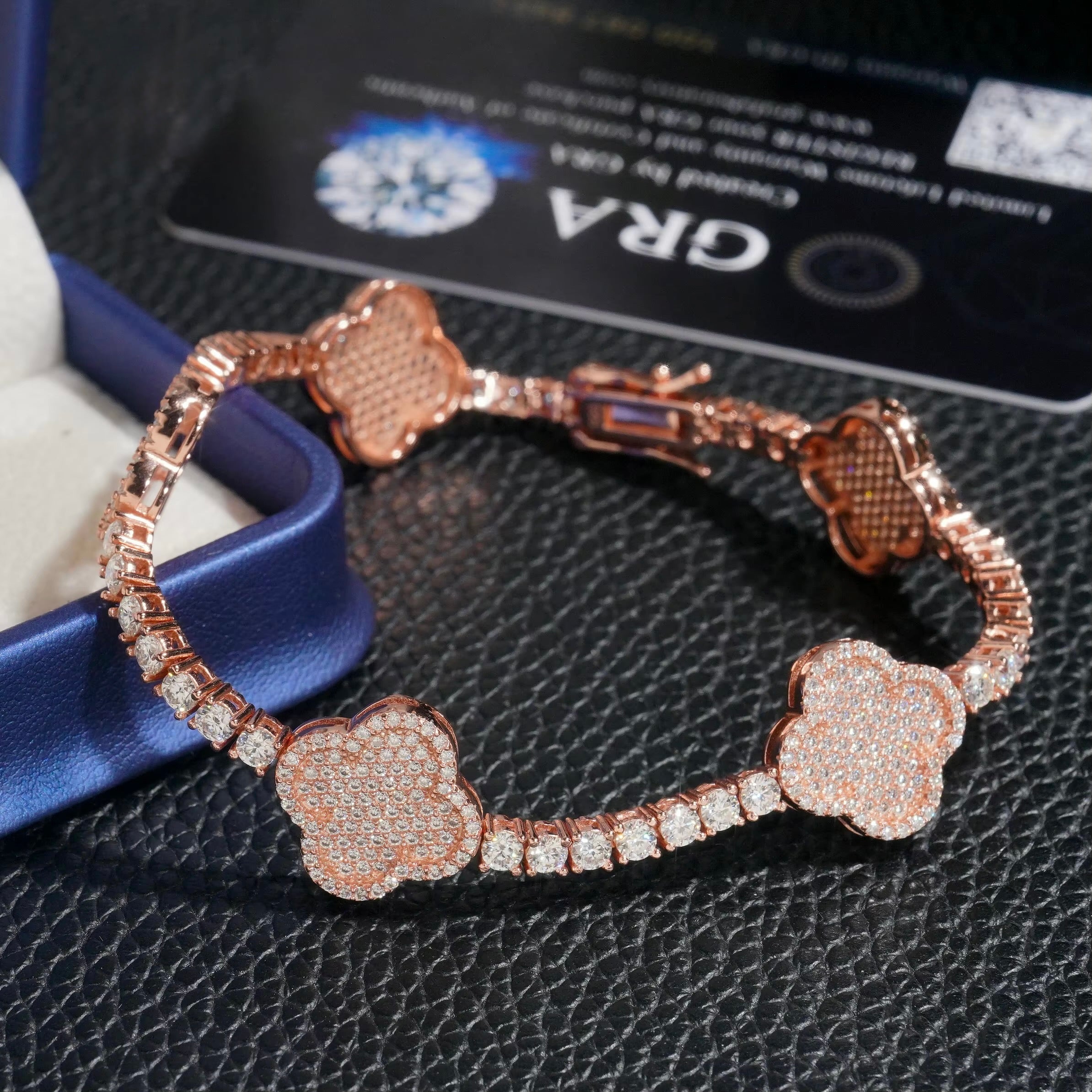 4MM Clover Design 925 Sterling Silver Moissanite Tennis Bracelet