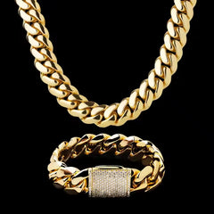 8mm-18mm 925S & VVS Moissanite Box Clasp Stainless Steel Cuban Chain