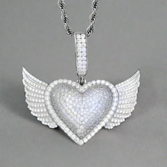 Heart Wing Pendant 925 Sterling Silver VVS Mossanite Pendant