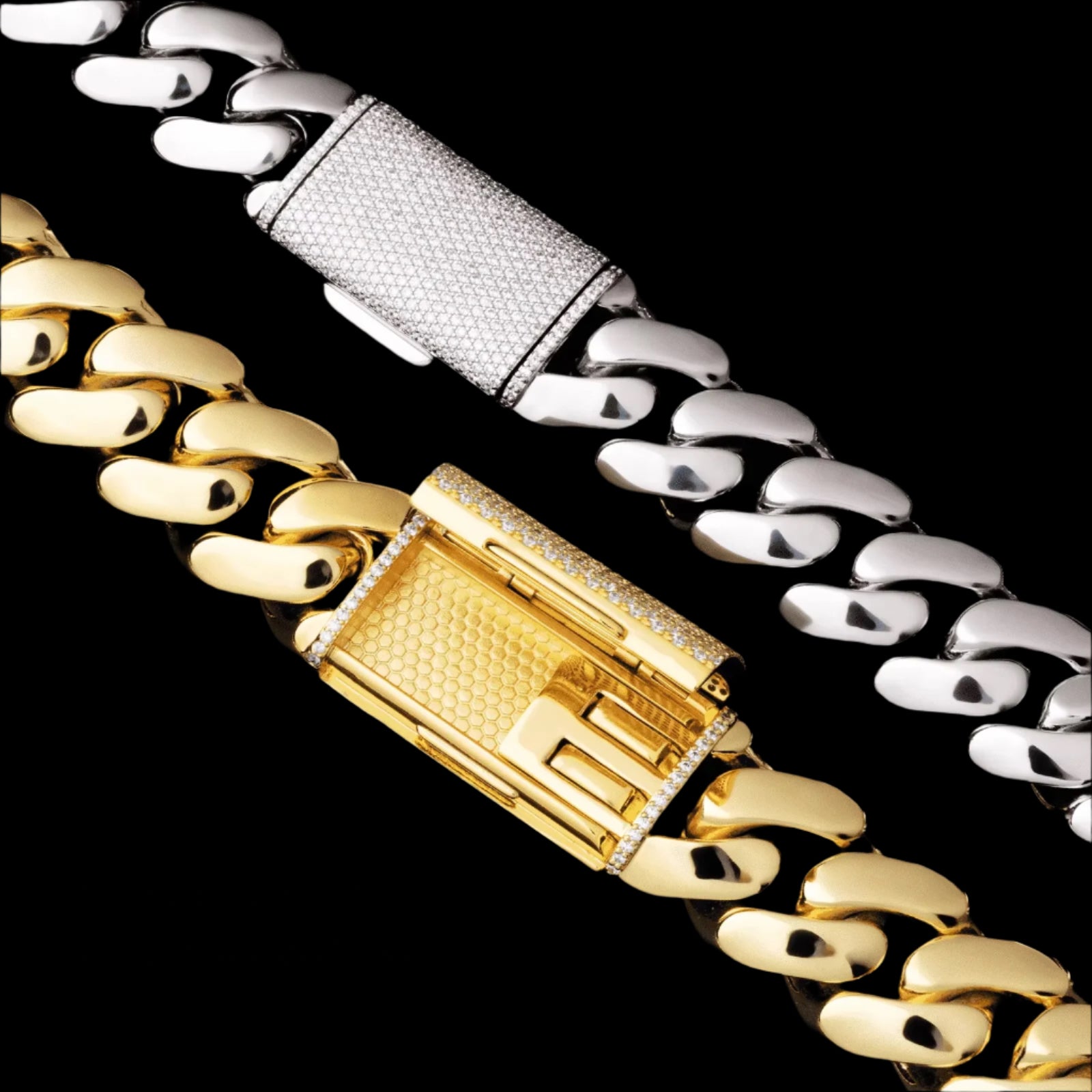 8mm-18mm 925S & VVS Moissanite Box Clasp Stainless Steel Cuban Chain
