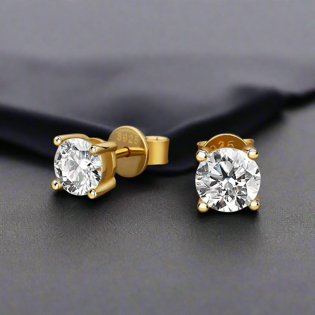 4 Prong Stud Earrings Screw Back 925 Sterling Silver D Color Moissanite Earrings