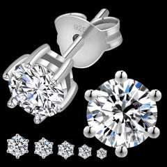 6 Prong Stud Earrings Screw Back 925 Sterling Silver D Color Moissanite Earrings